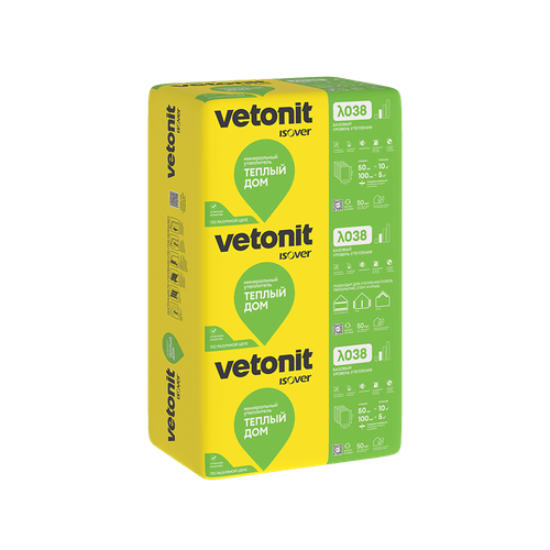 Минеральный кварцевый утеплитель Vetonit (Изовер) Теплый Дом-Плита 1170х610 100мм